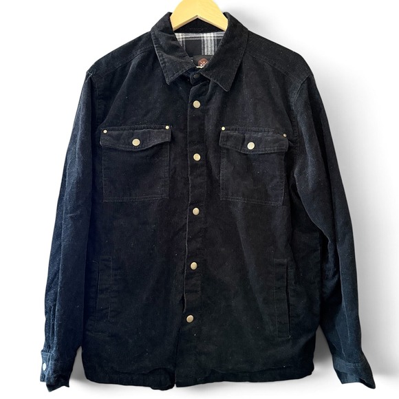 Mountain And Isles Other - Mountain & Isles Men M Black Corduroy Shirt Jacket Plaid Flannel Lined Shacket